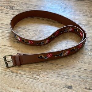 Floral Embroidered Brown Belt